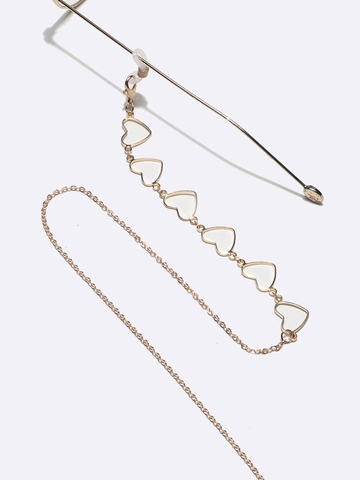 Fashion Glasses Chain Metal Hollow Heart Eyewear Strap Non Slip Silicone Loop Anti Lost For Sunglasses Mask