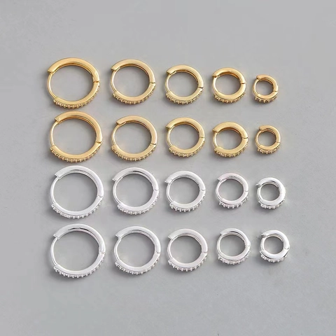 Cubic Zirconia Hoop Earrings With 925 Sterling Silver Earring Post 18K Gold Plated Copper Minimalist Luxury For Women