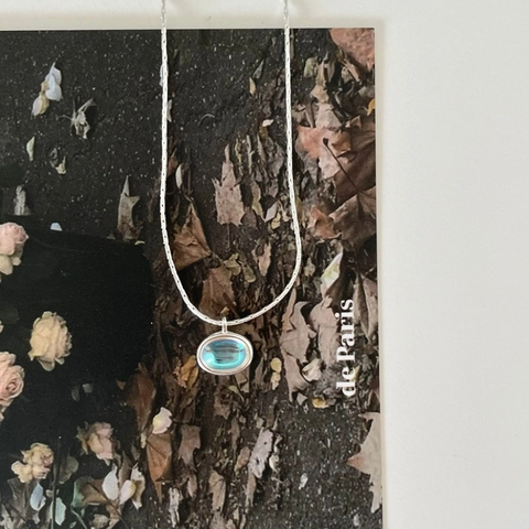 Collana In Argento Sterling 925 Con Pendente Ovale In Strass Arcobaleno AB Stile Coreano Minimalista Gioielli Eleganti