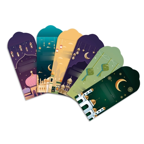 Buste Rosse Eid Ramadan Mubarak Pacchetti Di Denaro In Carta Con Stampa Di Moschea Stella Luna Per Regalo Di Festa Islamica