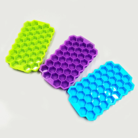 Vaschetta Per Cubetti Di Ghiaccio In Silicone A Nido D'ape Stampo Flessibile Con Coperchio Trasparente Strumento Da Cucina