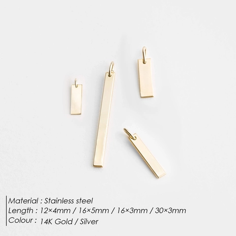 Ciondolo a Barra Rettangolare in Acciaio Inossidabile Minimalista per Creazione Gioielli DIY Lucidato a Specchio Oro Argento Stile Hip Hop Unisex