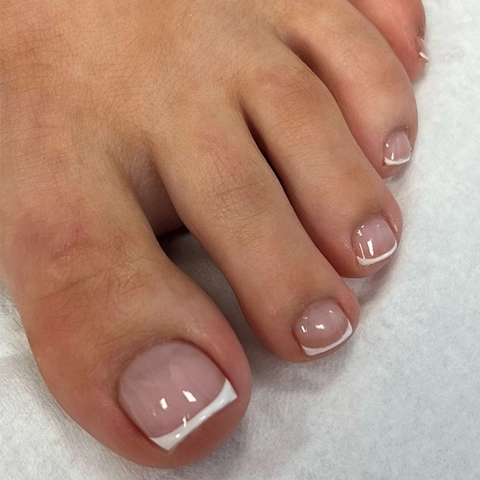 Faux Ongles De Pied French Tip Brillants Minimalistes En Plastique ABS Amovibles Pour Femmes Usage Quotidien