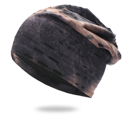 Berretto Beanie Strappato Distressed Slouchy Acrilico Tie Dye Streetwear Punk Gotico Unisex Caldo Inverno