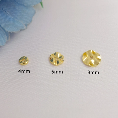 Cuentas Espaciadoras Redondas Irregulares Cobre Textura De Ondulación De Agua Cuentas Sueltas Para Creación De Joyas DIY Estilo Barroco