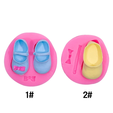 Baby Shoe Silicone Mold Bowknot Design For Fondant Cake Decoration DIY Craft Chocolate Baking Accessory