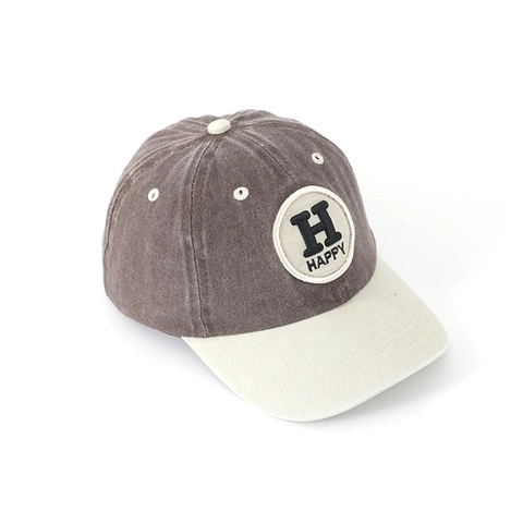 Cappellino Da Baseball In Cotone Lavato Per Bambini Ricamo Happy Cappello Da Sole Retro Patchwork Regolabile