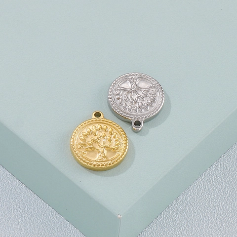 Pendentifs Arbre De Vie Éléphant En Acier Inoxydable Rond Coeur Charms De Fabrication De Bijoux DIY Style Vintage