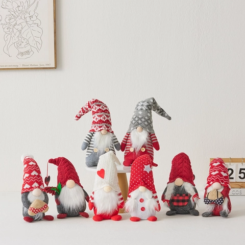 Gnome De Noël En Peluche Décoration Poupée Sans Visage Tricotée Ornement Avec Cœur Étoile Flocons Pour Table Maison