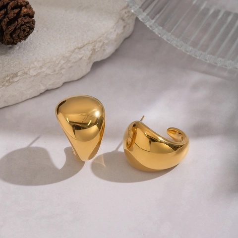 Boucles D'oreilles Puces Goutte D'eau Minimalistes Acier Inoxidable 304 Plaqué Or PVD Étanche Bijoux Géométriques Femmes