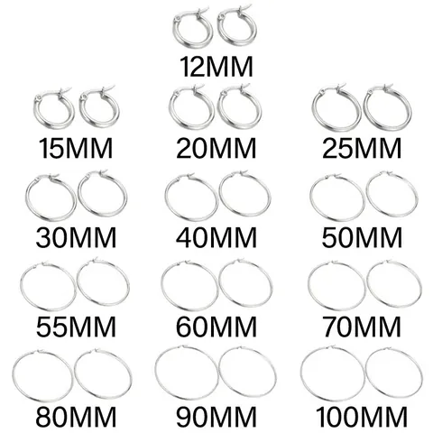 Stainless Steel Hoop Earrings Oversized Exaggerated Minimalist Fashion Jewelry For Women High Polished Anti Allergy