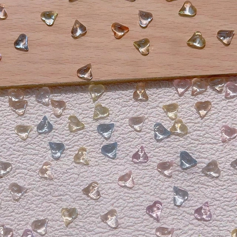 Heart Shaped Nail Art Charms Resin 3D Transparent Colorful Gems For Manicure Decoration DIY Beauty Accessory
