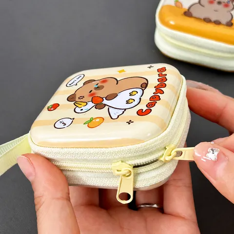 Carino Capibara Latta Mini Portamonete Portatile Quadrato Borsa per Auricolari Animale Cartone Animato Cambio Chiave Custodia Borsa di Stoccaggio
