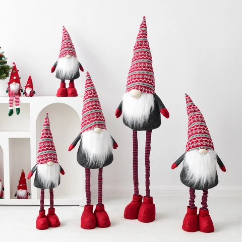 Gnomo De Navidad De Peluche Tomte Sueco Con Patas Telescópicas Muñeco Sin Rostro Gorro De Punto Decoración Navideña