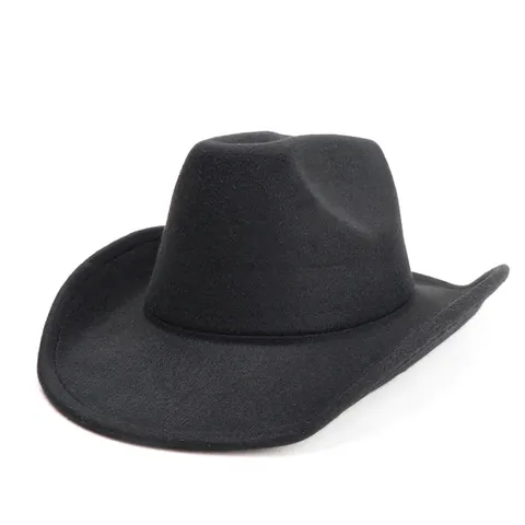 Chapeau De Cowboy Occidental Couleur Unie Feutre Large Bord Fedora Chapeau De Jazz Pour Hommes Femmes Mode Rétro