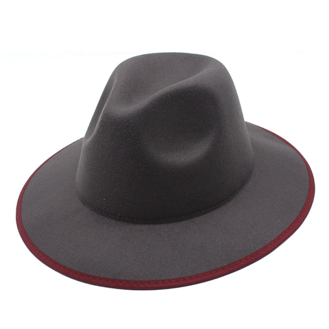 Classic Fedora Hat Vintage Wide Brim Cotton Polyester Felt Jazz Cap With Contrasting Edge Binding For Men And Women