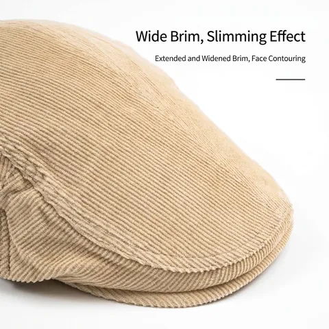 Vintage Corduroy Schirmmütze Britischer Stil Verstellbare Newsboy Mütze Retro Einfarbig Ivy Cabbie Cap Für Herren Damen