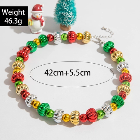Christmas Beaded Necklace CCB Metallic Stars Squares Knots Festive Holiday Party Trendy Jewelry For Women Girl Accessory