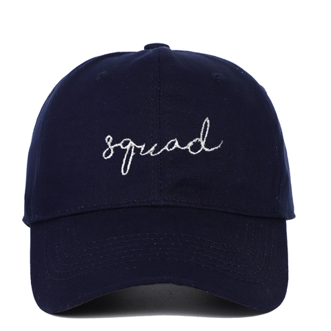 Squad Letter Embroidery Baseball Cap Cotton Soft Top Adjustable Breathable Sun Protection Casual Sports Outdoor Hat