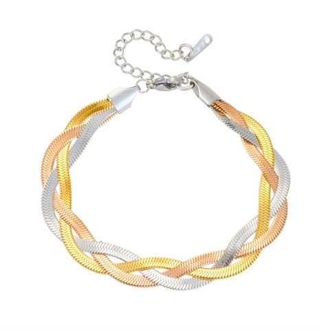 Collana Catena Piatta Spina Pesce Multistrato Intrecciata Acciaio Inossidabile Gioielli Donna Moda Minimalista