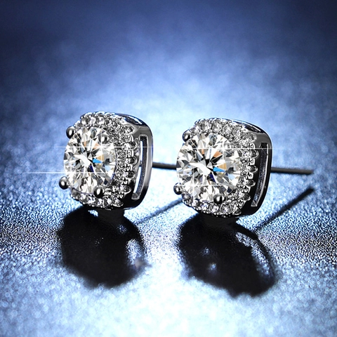 Square Halo Stud Earrings With Zircon Copper Micro Paved Fashion Elegant Jewelry With 925 Sterling Silver Earring Post