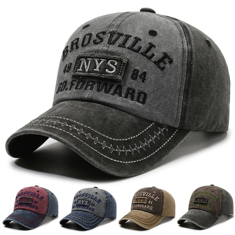 Casquette De Baseball En Coton Lavé Vintage Rétro Broderie Lettre Hip Hop Ajustable Chapeau De Soleil Pour Hommes Femmes