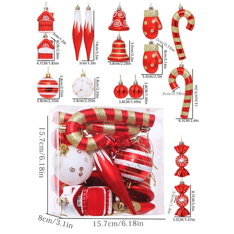 Addobbi Per Albero Di Natale Plastica Infrangibile Forme Assortite Decorazioni Natalizie Festive Glitter Opaco Lucido
