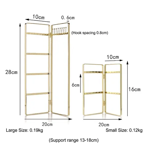 Schmuckständer Metall Faltbar Ohrring Organizer Rack Halskettenhaken Vergoldet Gold Rosa Gold Desktop Aufbewahrung