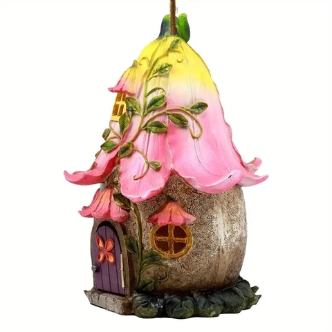 Colgante De Casa De Hongo De Hada Adorno Árbol De Navidad Acrílico Plano Colorido Decoración Jardín