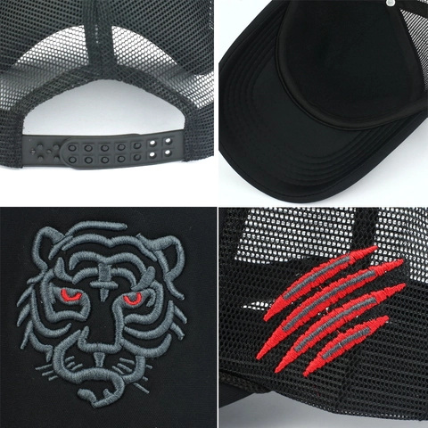 Tiger Embroidery Trucker Hat Mesh Breathable Baseball Cap Adjustable Snapback Hip Hop Streetwear For Men Women