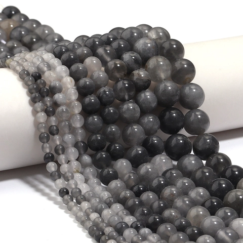 Natuurlijke Zilvergrijze Kristallen Ronde Losse Kralen Gepolijste Steen Voor DIY Sieraden Maken Armbanden Kettingen