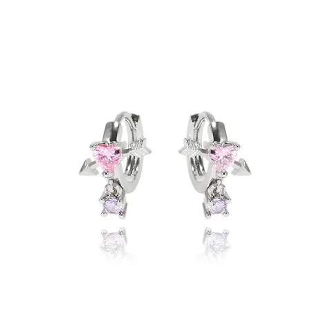 Mode Koperen Hart Cupido's Pijl Zirkonia Oorknopjes Voor Dames Gekleurde Hart Hoop Kwastje Sieraden Cadeau