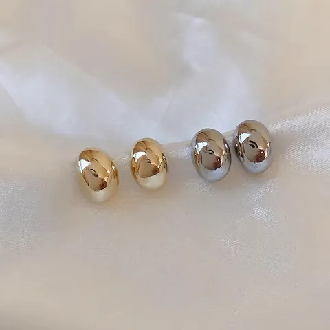 Minimalist Geometric Stud Earrings High Polish Metal Real Gold Plated For Women With 925 Sterling Silver Earring Post Elegant