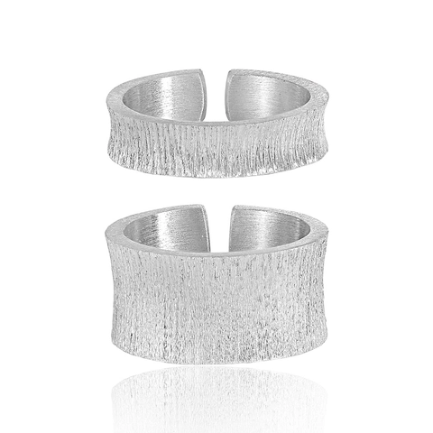 Minimalistischer 925 Sterling Silber Verstellbarer Ring Gebürstete Textur Matt Personalisierter Fingerschmuck Damen