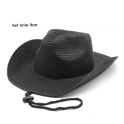 Western Cowboy Straw Hat Wide Brim Foldable Sun Protection Summer Beach Outdoor Style With Adjustable Wind Rope Unisex