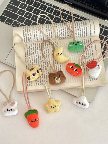 Portachiavi In Peluche Carino Forma Animale Frutta Ciondolo Per Borsa Accessorio In Tessuto Morbido Per Zaino Chiavi Kawaii