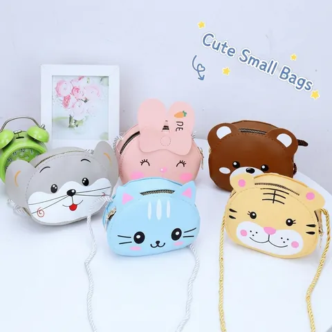 Kids Cute Animal Crossbody Bag PU Leather Mini Cartoon Coin Purse For Girls Toddler Small Messenger Shoulder Bag