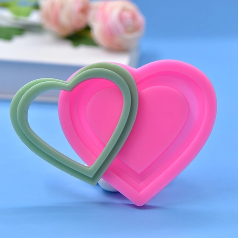 Herzform Silikonformen Für Kuchen Mousse Schokolade Keks Backwerkzeug DIY Seife Harz Herzrahmen Design Pink Grün