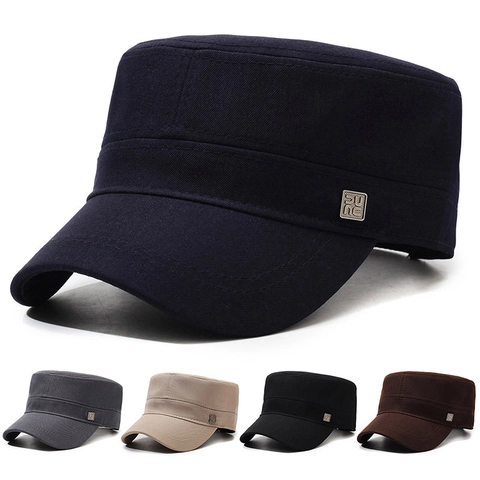 Cappello Cadet A Testa Piatta In Cotone Da Uomo Regolabile Protezione Solare Traspirante Outdoor Stile Militare Casual