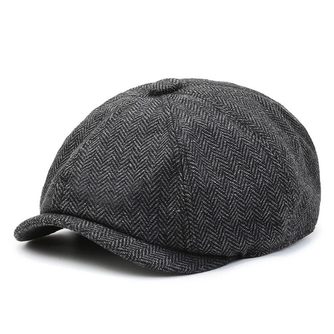 Casquette Gavroche Vintage à Chevrons pour Hommes Classique 8 Panneaux Béret Chapeau Été Printemps Casquette à Visière