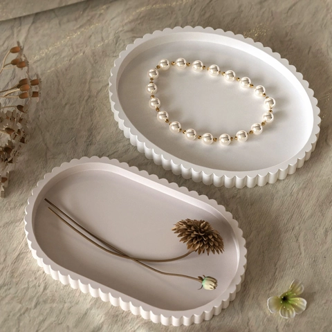 Oval Gestreift Silikonform Für DIY Harz Gips Schmuck Aufbewahrungstablett Nordischer Stil Handgemachtes Zubehör