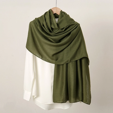 Women Casual Solid Color Linen Feel Polyester Scarf Soft Lightweight Winter Shawl Warp Knitted Large Wrap Geometric Scarf