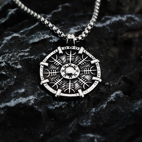 Collana Con Pendente Bussola Vichinga Acciaio Inossidabile Runa Nordica Vegvisir Scudo Gioielli Retro Per Uomo