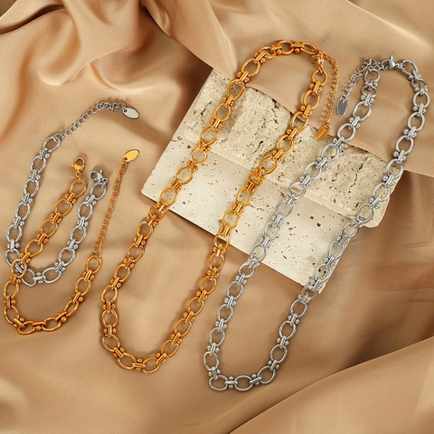 Bijoux Collier Et Bracelet En Acier Inoxydable À Chaîne Minimaliste Pour Femmes Style De Luxe Élégant De Haute Qualité