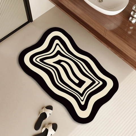 Alfombra De Baño Absorbente Geométrica Irregular Antideslizante Secado Rápido Alfombrilla De Suelo Para Entrada Baño Moderno