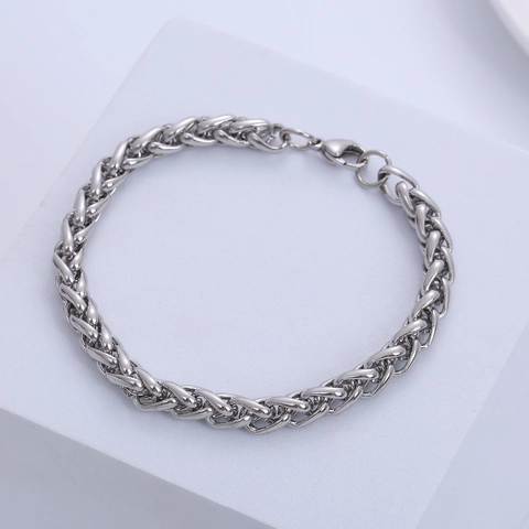 Bracciale Da Uomo In Acciaio Inossidabile Classico Catena A Chiglia Design Intrecciato Cesto Gioielli Minimalisti