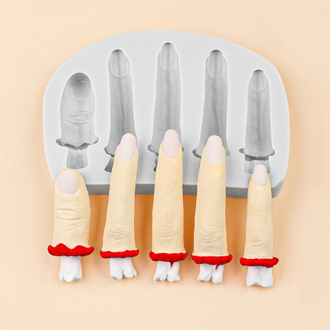 Halloween Afgehakte Vingers Siliconen Vorm Realistische Gebroken Vinger Vorm Voor Bakken Chocolade Hars Klei DIY Grap Decoratie