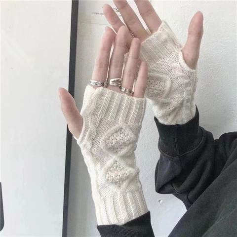 Guantes Sin Dedos De Punto Con Trenzado Calentadores De Brazos Calientes Mangas De Mano Invierno Otoño Gótico Grunge Punk Para Hombres Mujeres