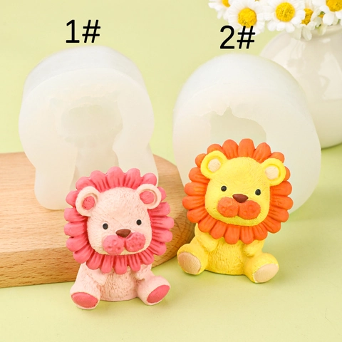 Schattige Leeuw Siliconen Vorm Cartoon Dierenvorm Voor DIY Taart Mousse Aromatherapie Steen Gips Hars Gieten
