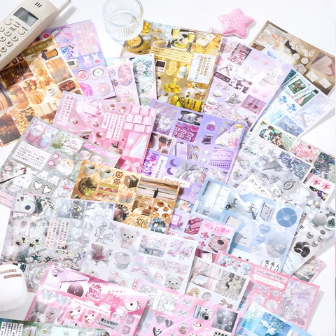 Ästhetisches Aufkleberbuch Dreamcore Stil Material Scrapbooking Journaling Dekoration Matte Glänzende Folie DIY Papier